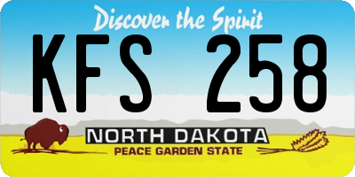ND license plate KFS258