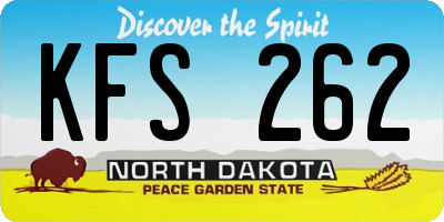 ND license plate KFS262