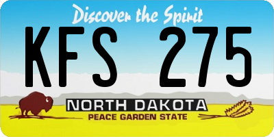 ND license plate KFS275