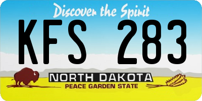 ND license plate KFS283