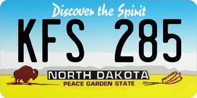 ND license plate KFS285