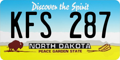 ND license plate KFS287