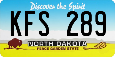 ND license plate KFS289