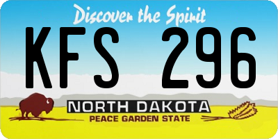 ND license plate KFS296