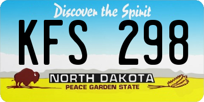 ND license plate KFS298