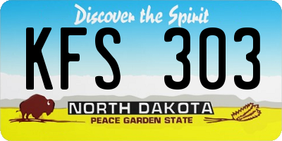 ND license plate KFS303