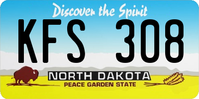 ND license plate KFS308
