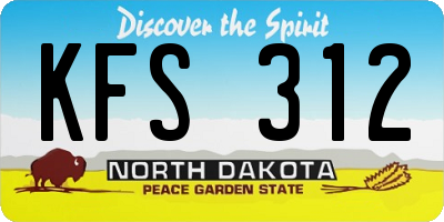 ND license plate KFS312