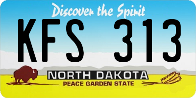 ND license plate KFS313
