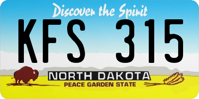 ND license plate KFS315