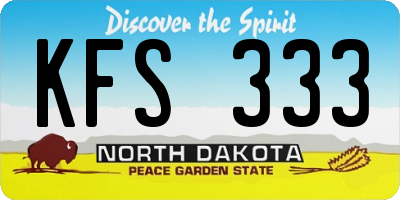 ND license plate KFS333