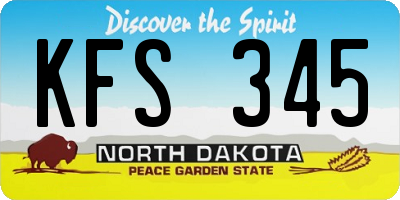 ND license plate KFS345