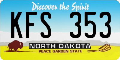 ND license plate KFS353