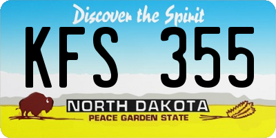 ND license plate KFS355