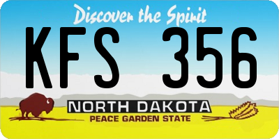 ND license plate KFS356