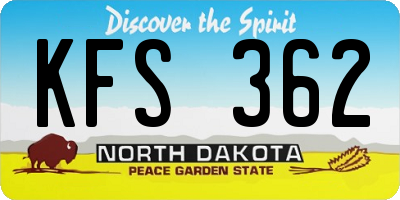 ND license plate KFS362
