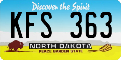 ND license plate KFS363