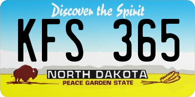 ND license plate KFS365
