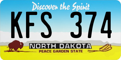 ND license plate KFS374