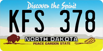 ND license plate KFS378
