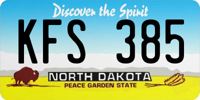 ND license plate KFS385