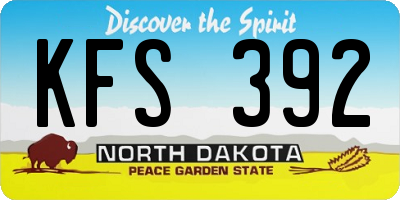 ND license plate KFS392