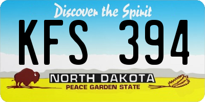 ND license plate KFS394