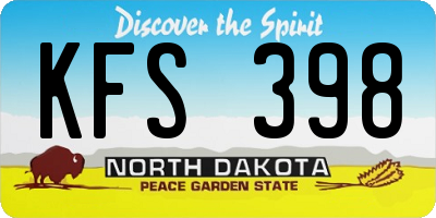 ND license plate KFS398