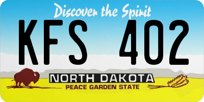 ND license plate KFS402
