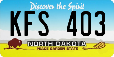 ND license plate KFS403
