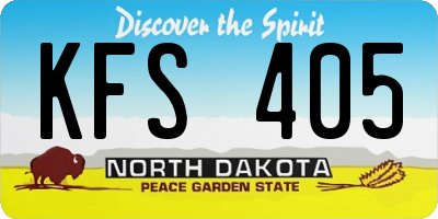 ND license plate KFS405