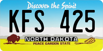 ND license plate KFS425