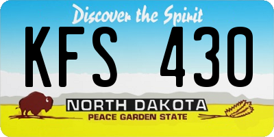 ND license plate KFS430