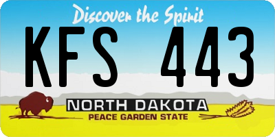 ND license plate KFS443