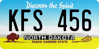 ND license plate KFS456