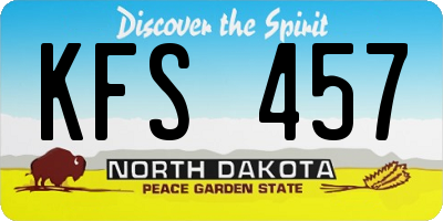 ND license plate KFS457