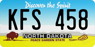 ND license plate KFS458
