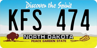 ND license plate KFS474