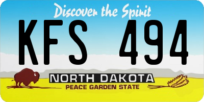 ND license plate KFS494