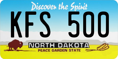 ND license plate KFS500