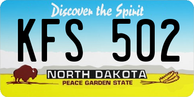 ND license plate KFS502