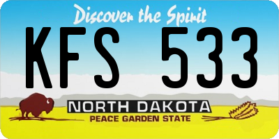 ND license plate KFS533