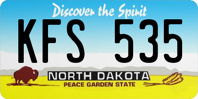 ND license plate KFS535