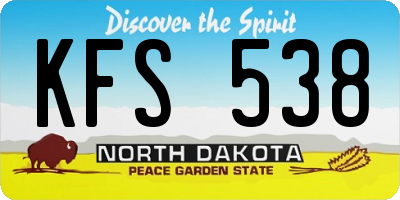 ND license plate KFS538