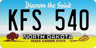 ND license plate KFS540