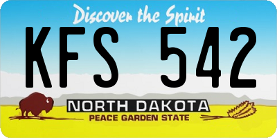 ND license plate KFS542