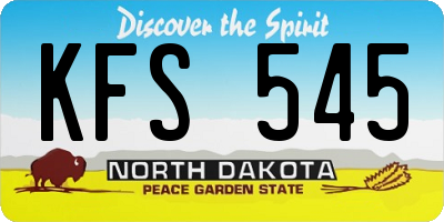 ND license plate KFS545