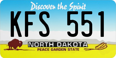 ND license plate KFS551