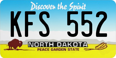 ND license plate KFS552
