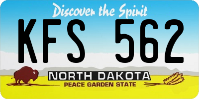 ND license plate KFS562
